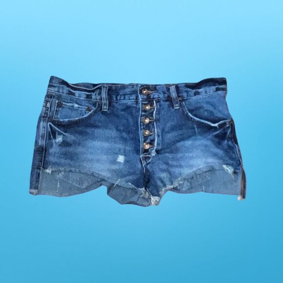 Free People Cut Off High Riss Button Fly Shorts Size 29 #80 - Picture 2 of 5
